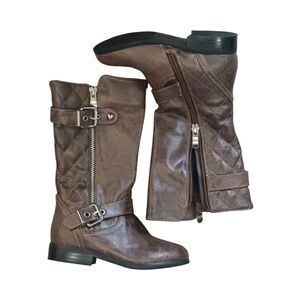 Mango21k children’s knee high quilted boot with zipper - kids size 28/US size 11